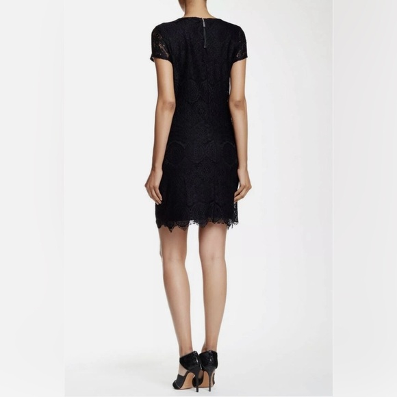 Laundry by Shelli Segal Lace Short Sleeve Scallop Hem Shift Dress Size 8 Black - Picture 10 of 10